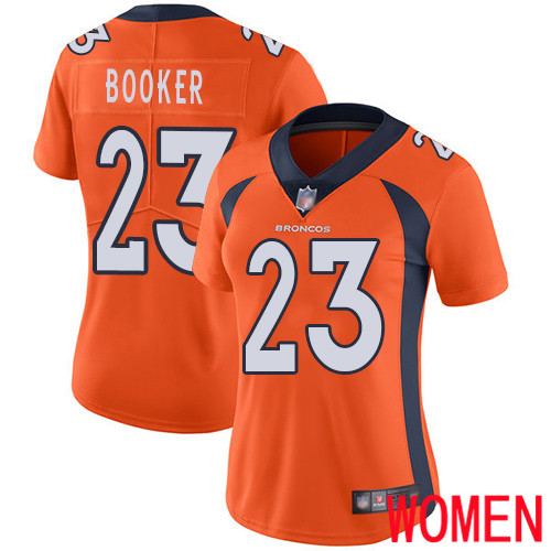 Women Denver Broncos #23 Devontae Booker Orange Team Color Vapor Untouchable Limited Player Football NFL Jersey->youth nfl jersey->Youth Jersey